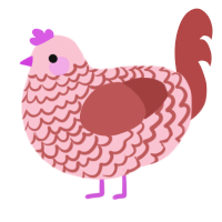 A rose and red chicken with a lace pattern