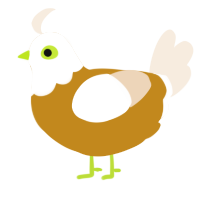 charles, a ochre and cream chicken with a head pattern