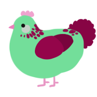 A spring and maroon chicken with a neck-speckle pattern