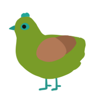 Literally an Avocado, a chartreuse and brown chicken