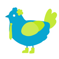 A cerulean and lime chicken