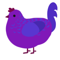 A violet and indigo chicken with a half-lace pattern