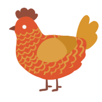 A vermilion and orange chicken with a lace pattern