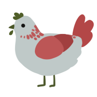 A silver and red chicken with a neck-speckle pattern