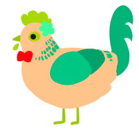 A pink and sea chicken with a neck-band pattern