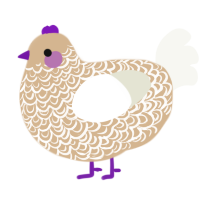 A beige and white chicken with a double-lace pattern