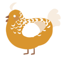 A orange and cream chicken with a half-lace pattern