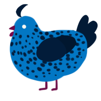 A sapphire and tumblr chicken with a speckle pattern