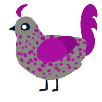Polka, a ash and plum chicken with a speckle pattern