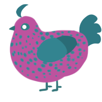 A fuchsia and sea chicken with a speckle pattern