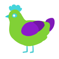 A grass and violet chicken