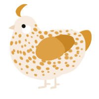A cream and orange chicken with a speckle pattern