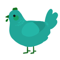 A turquoise chicken with a neck-band pattern