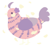 Birthday, a viridian and chartreuse chicken with a bar pattern