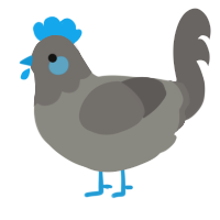 A ash and grey chicken with a head pattern
