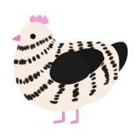 Zebra Cake, a cream and sable chicken with a bar pattern