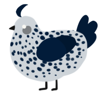 A mist and tumblr chicken with a speckle pattern