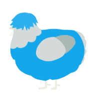 A sky and silver chicken with a head pattern