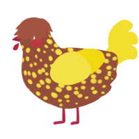 A russet and yellow chicken with a speckle pattern