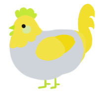 A mist and yellow chicken with a head pattern