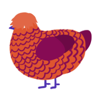 A vermilion and wine chicken with a lace pattern