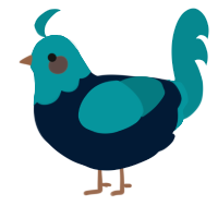 A tumblr and teal chicken with a head pattern