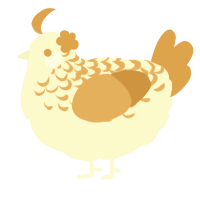 A cream and orange chicken with a half-lace pattern