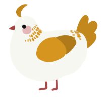 A white and ochre chicken with a neck-band pattern
