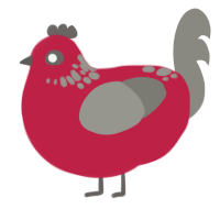 A crimson and ash chicken with a neck-speckle pattern
