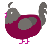 A maroon and grey chicken with a head pattern