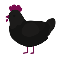 A black and sable chicken with a head pattern