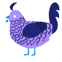 A lilac and navy chicken with a lace pattern