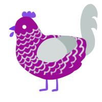 A plum and silver chicken with a lace pattern
