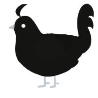 A black chicken with a lace pattern