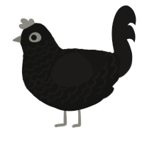 A black and sable chicken with a lace pattern