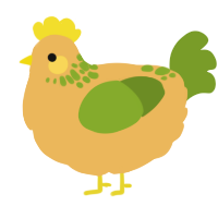 A honey and chartreuse chicken with a neck-speckle pattern