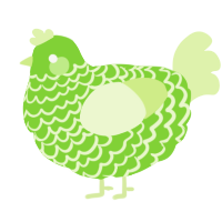 A grass and apple chicken with a lace pattern
