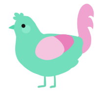 A mint and pink chicken