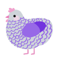 A mist and blurple chicken with a lace pattern