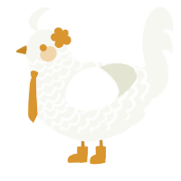 A white chicken with a lace pattern