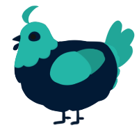 A tumblr and turquoise chicken with a head pattern