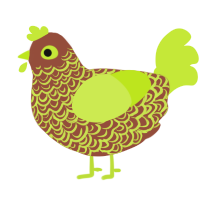 A russet and lime chicken with a double-lace pattern
