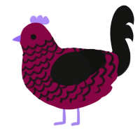 A maroon and black chicken with a lace pattern