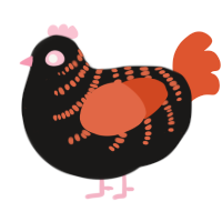 A sable and vermilion chicken with a half-bar pattern