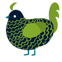 A tumblr and chartreuse chicken with a lace pattern