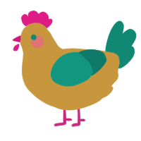 A gold and teal chicken
