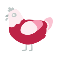A crimson and rose chicken with a head pattern