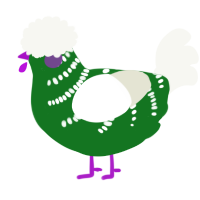 A leaf and white chicken with a half-bar pattern