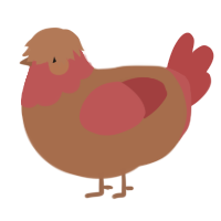 A brown and red chicken with a head pattern