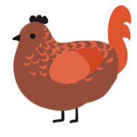 Pumpkin Spice, a russet and vermilion chicken with a half-lace pattern